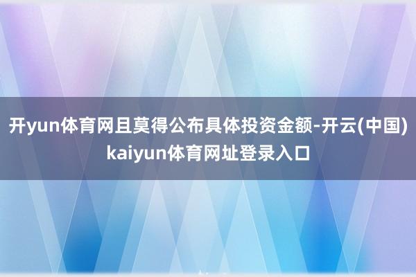 开yun体育网且莫得公布具体投资金额-开云(中国)kaiyun体育网址登录入口