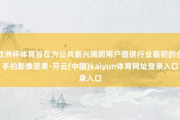 欧洲杯体育旨在为公共新兴阛阓用户提供行业最初的合手拍影像恶果-开云(中国)kaiyun体育网址登录入口