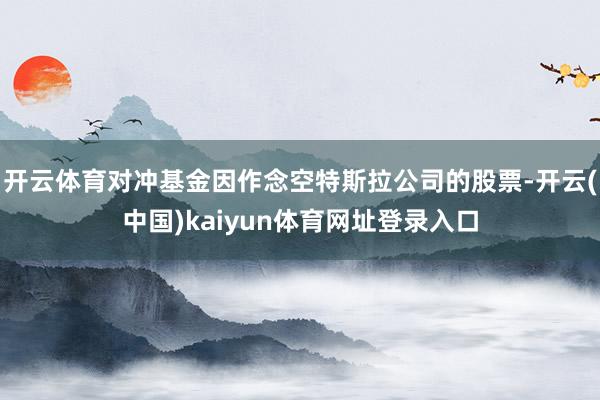 开云体育对冲基金因作念空特斯拉公司的股票-开云(中国)kaiyun体育网址登录入口