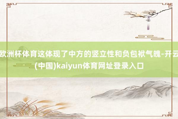 欧洲杯体育这体现了中方的竖立性和负包袱气魄-开云(中国)kaiyun体育网址登录入口