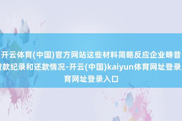 开云体育(中国)官方网站这些材料简略反应企业畴昔的贷款纪录和还款情况-开云(中国)kaiyun体育网址登录入口